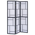Reese Black 3-Panel Room Divider Folding Shoji Screen in White with Beige Accents, Rubberwood and Fabric Construction