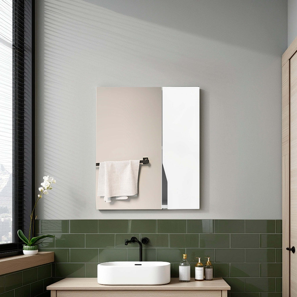 White Wall-Mounted Bathroom Cabinet with Mirror