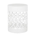 Modern Iron Outdoor End Table with Durable Powder-Coated Frame in White, Large Size