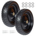 13 Inch Solid Rubber Tires 4.00-6 Flat Free Wheels with 5/8' Bearings 2.2' Offset Hub Replacement for Gorilla Cart, Hand Truck, Wheelbarrow, Garden Wagon, Dolly, Trailer, Utility Cart (Set of 2)