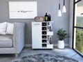 Bar Cart, Two External Shelves, Four Casters, Six Built-in Wine Rack, Single Door Cabinet -White