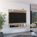 Beijing Floating Entertainment Center, One Superior Shelf, Two Shelves, Space For The TV´s up 55' -Light Pine