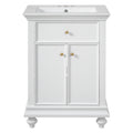 24' Modern Bathroom Vanity with Tip-Out Drawer, Soft-Close Hinges, Ball-Turned Legs in White Ceramic Sink, MDF and Solid Wood Construction