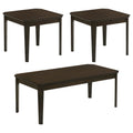 Amaro Dark Brown 3-Piece Coffee and End Table Set with Slim Legs, Solid Wood+MDF Construction, 18H x 47.25W x 23.5D