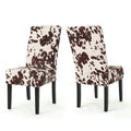 Modern Velvet Dining Chair Set of 2 with Armless Design in Beige