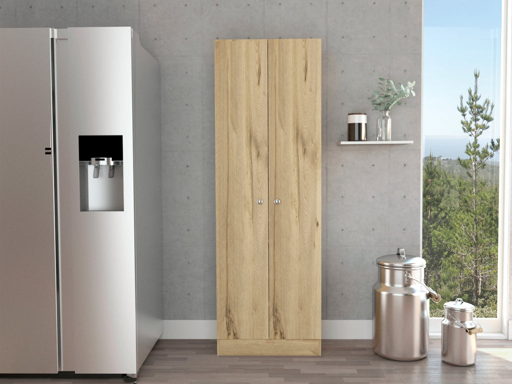Multistorage Cabinet, Double Door, Five Shelves -Light Oak / Black