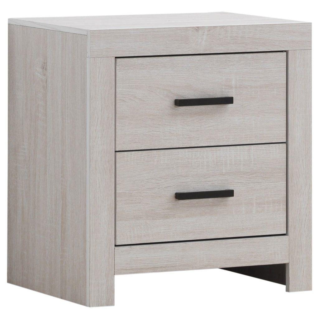 Brantford Coastal White 2-Drawer Nightstand with Matte Dark Bronze Handles, White Finish, MDF Construction, 23.5in H x 21.75in W x 16.25in D