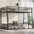 Metal Full XL over Queen Bunk Bed for Teens and Adults,Space-Saving/Noise Reduced/No Box Spring Needed,Black