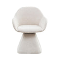 Modern Beige Velvet Swivel Barrel Armchair with Solid Wood Base, 180° Rotating Accent Chair for Living Room, Bedroom, Office, Vanity