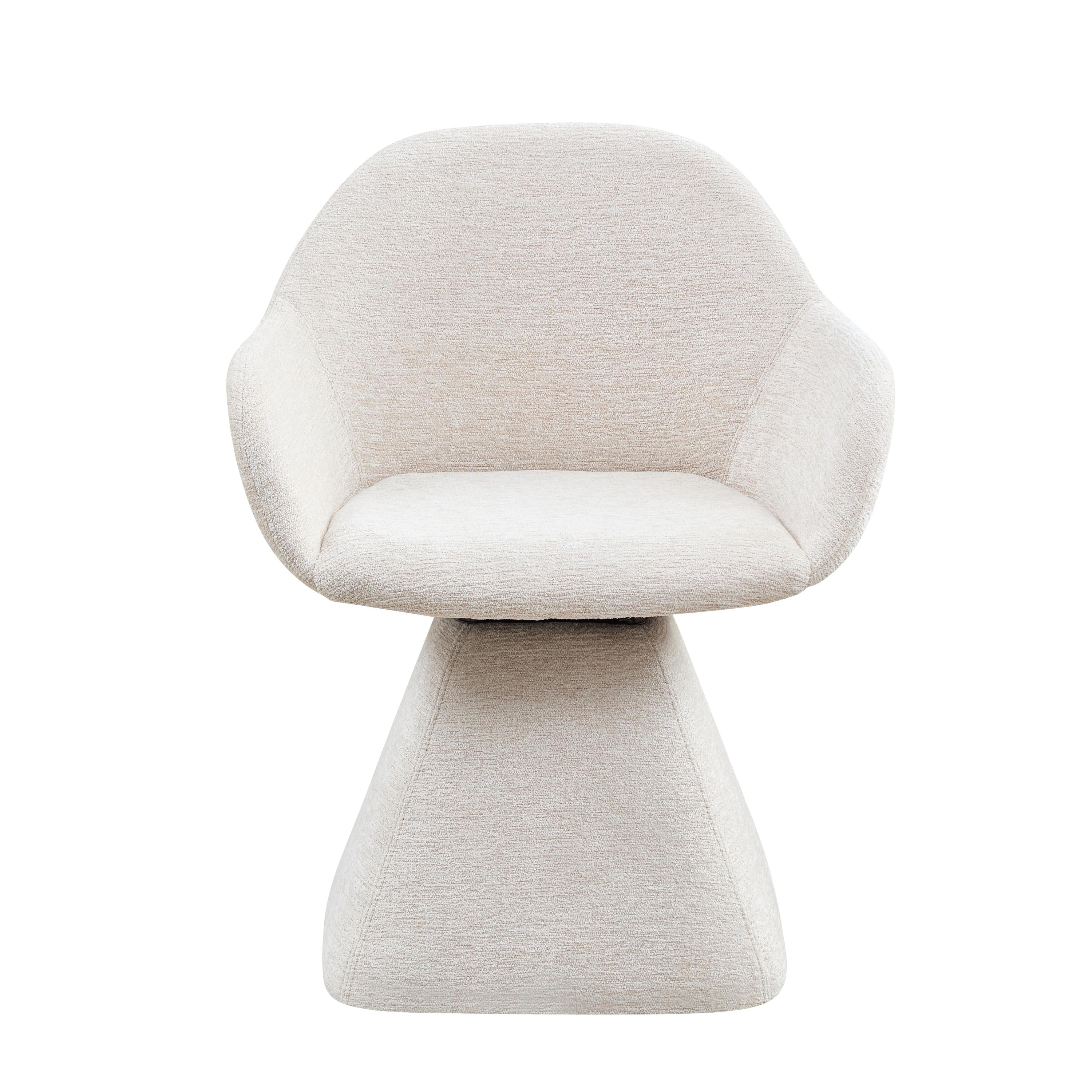 Modern Beige Velvet Swivel Barrel Armchair with Solid Wood Base, 180° Rotating Accent Chair for Living Room, Bedroom, Office, Vanity