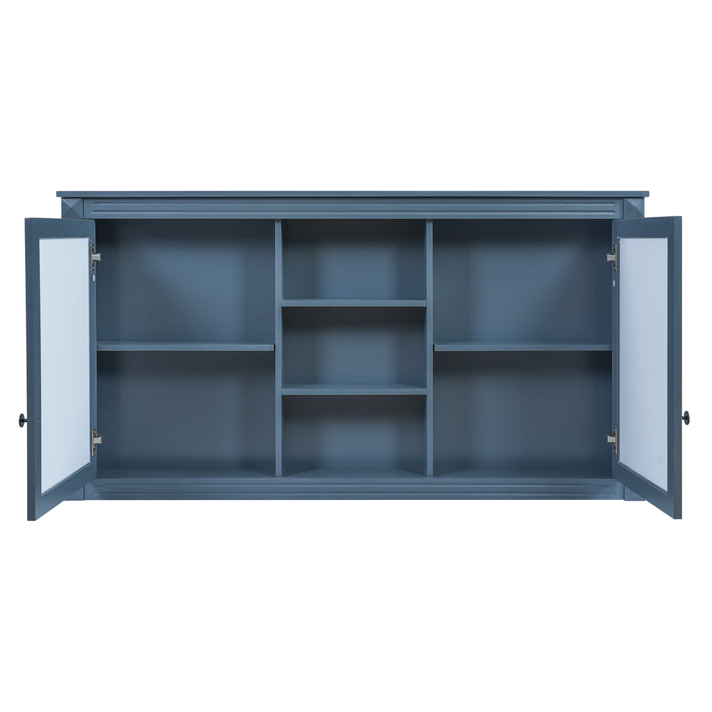 Modern Blue Wall-Mount Mirror Cabinet with Adjustable Shelves, Soft-Closing Hinges, High-Definition Mirrors, 55 Inch for Bathroom Vanity, Living Room, Bedroom Storage Organizer