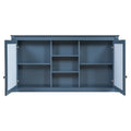 Modern Blue Wall-Mount Mirror Cabinet with Adjustable Shelves, Soft-Closing Hinges, High-Definition Mirrors, 55 Inch for Bathroom Vanity, Living Room, Bedroom Storage Organizer