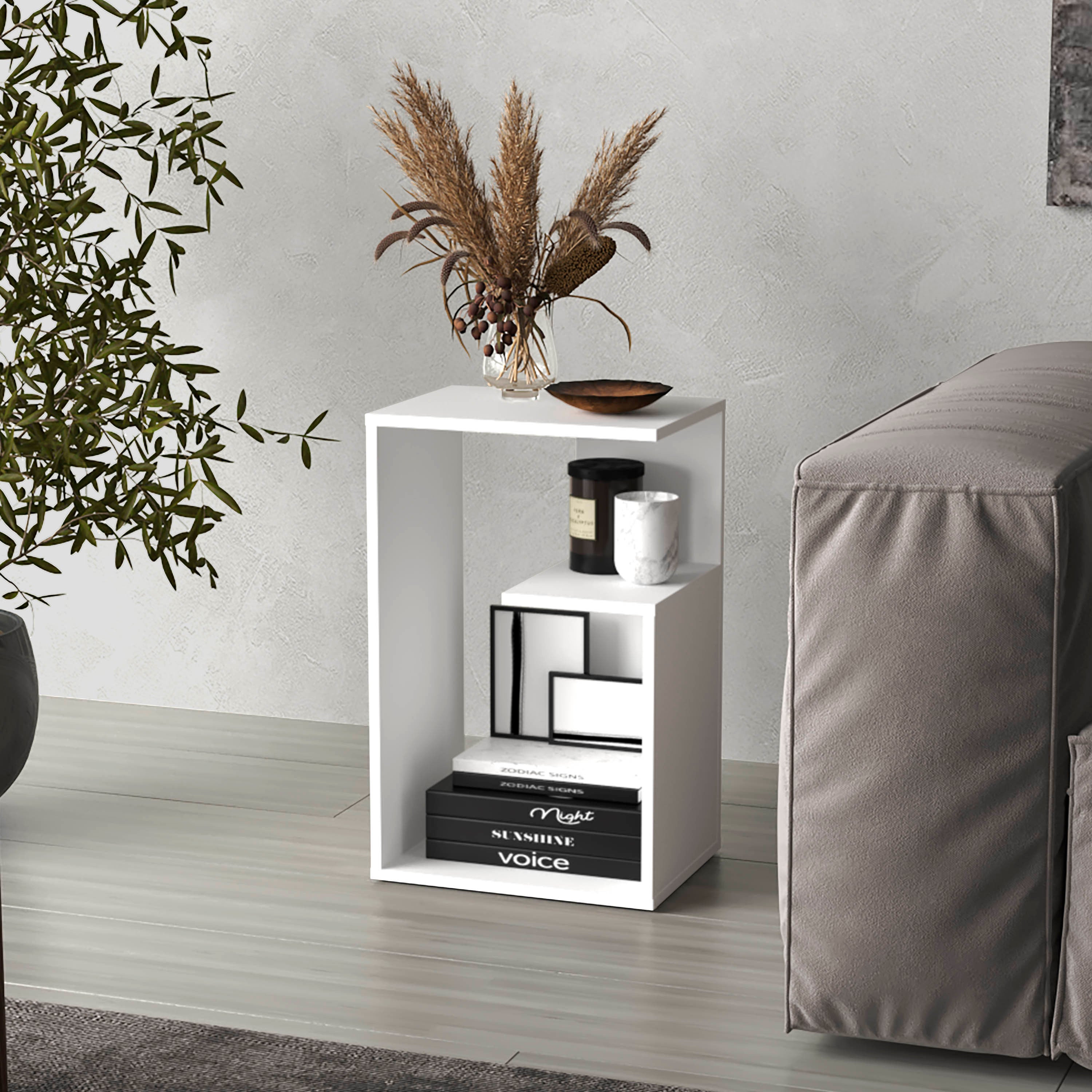 Everet 25' High 3-Tier Side Table Black Wengue - White