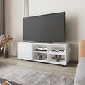 White TV Stand with a Door and Open Storage