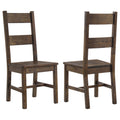 Rustic Golden Brown Ladder Back Dining Chairs Set of 2 in Wood with Open Ladder Design and Straight Seat