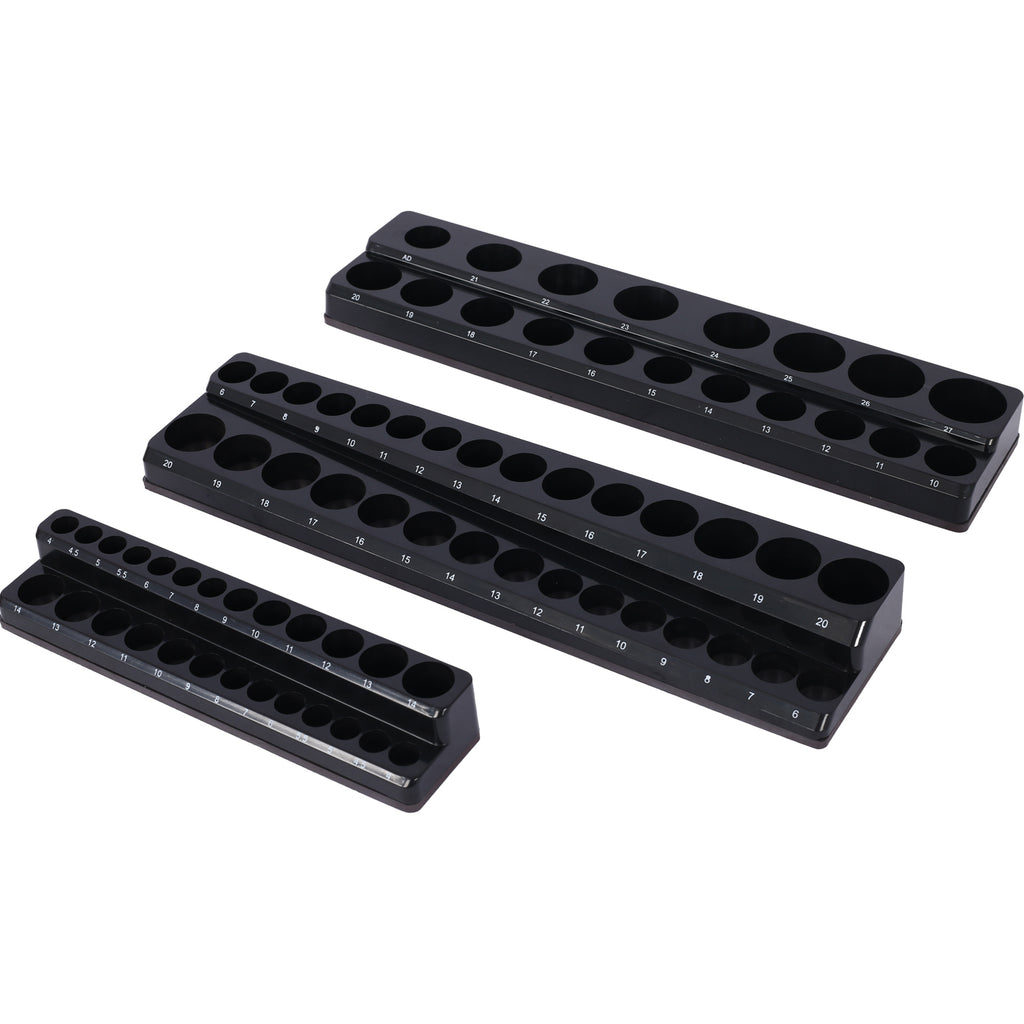 3 Piece metric Magnetic Socket Organizers, Socket Organizers for Toolboxes, Socket Organizer, Magnetic Socket Holder, Black Tool Box Organizer.3set,black,Metric