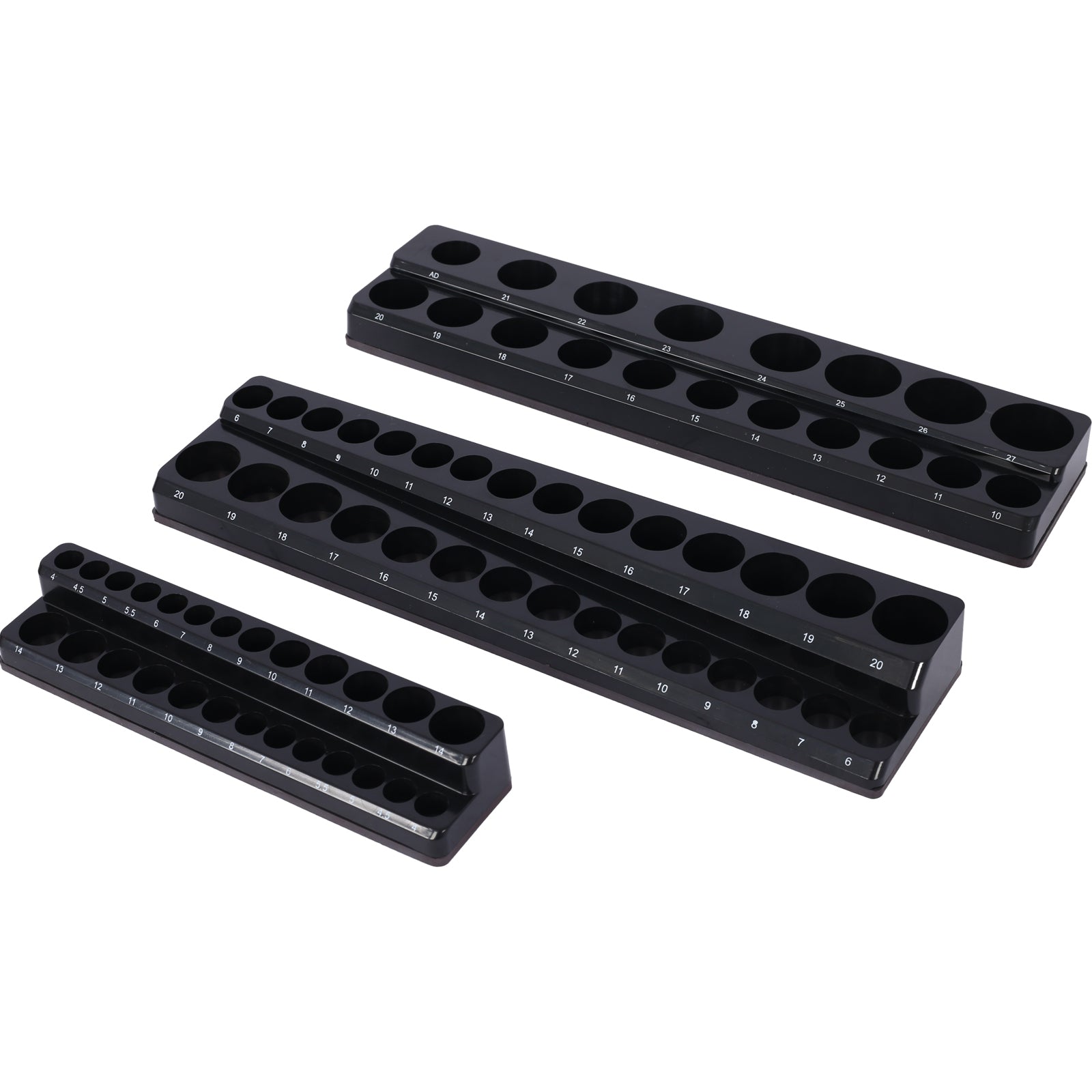 3 Piece metric Magnetic Socket Organizers, Socket Organizers for Toolboxes, Socket Organizer, Magnetic Socket Holder, Black Tool Box Organizer.3set,black,Metric