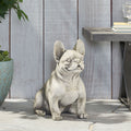DOG GARDEN SCULPTURE, Outdoor French Bulldog Garden Statue, Rustic White, No Assembly Required