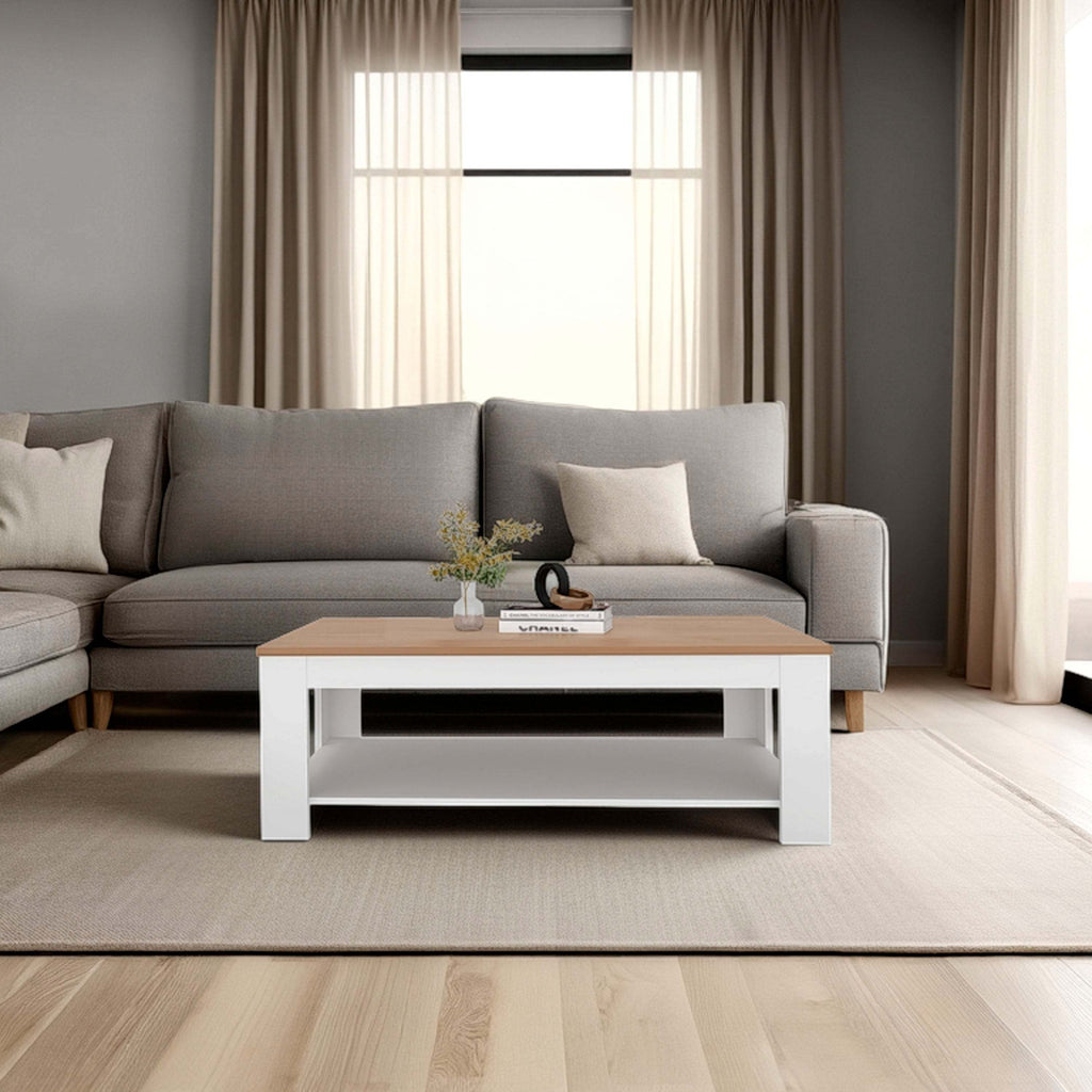 Wenge and Natural Oak  Coffee Table with Lower Shelf