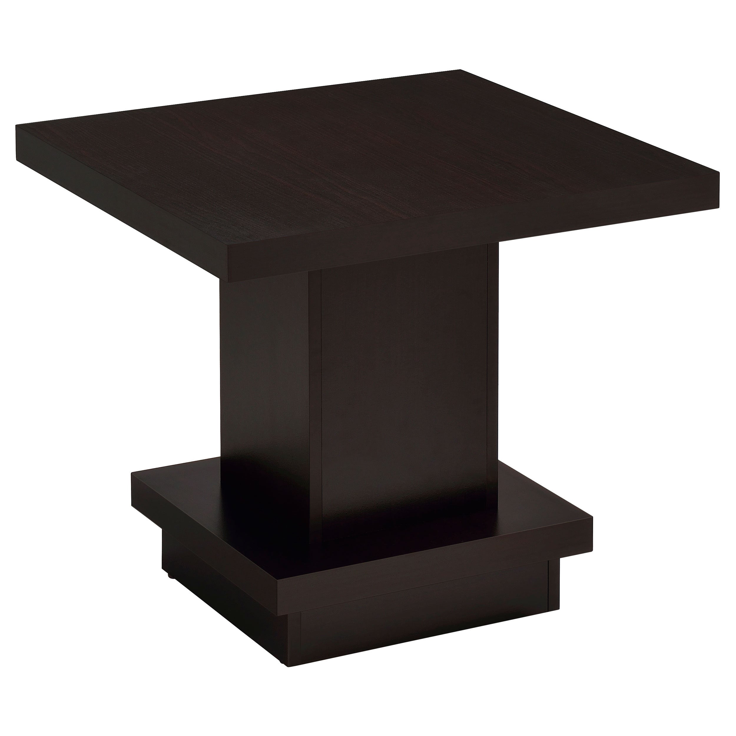 Mbala Cappuccino Square Pedestal End Table with Sturdy MDF Base and Warm Brown Finish, 23.5 x 23.5 x 21.5 inches