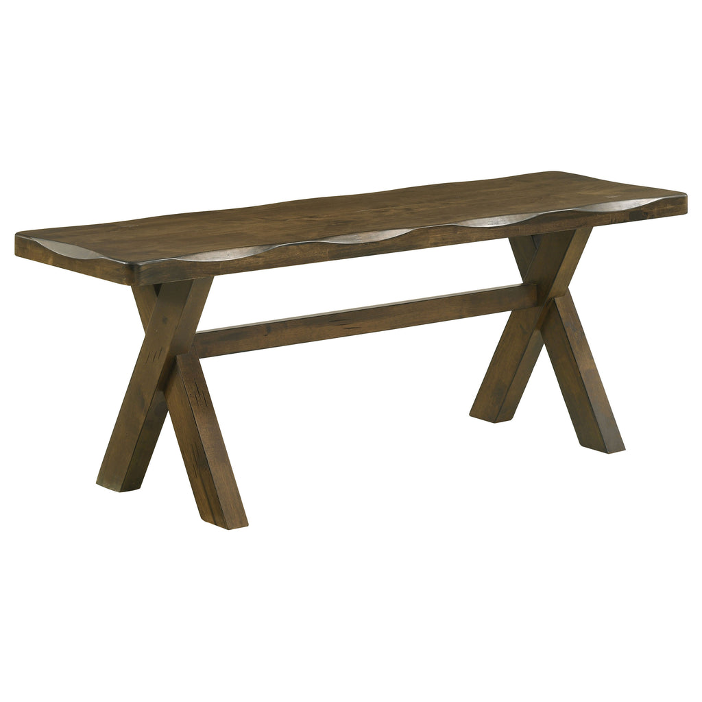 Knotty Nutmeg Dining Bench in Brown Wood with Rustic Finish, 47.25 inches Wide