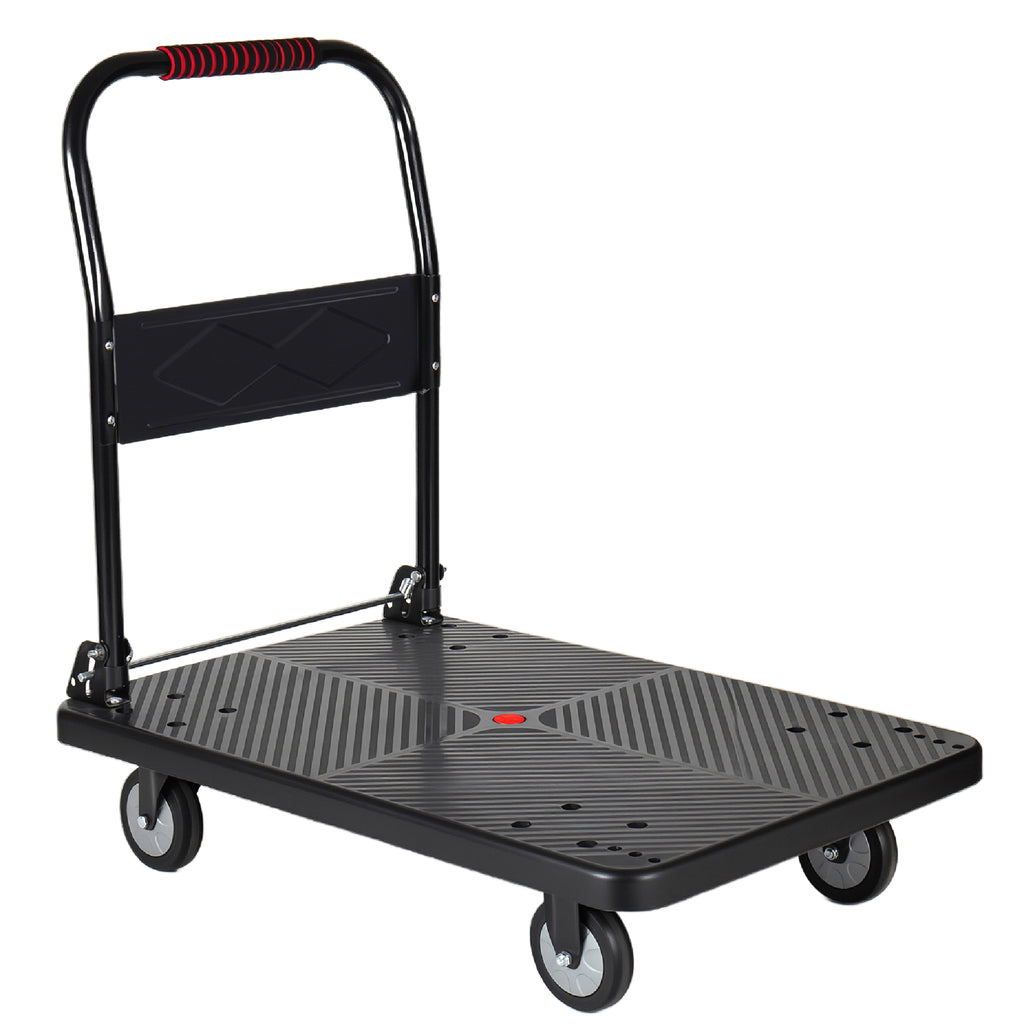 35-3/4' Long x 24' Wide Platform Truck, Foldable Handcart with 5'' TPR 360-Degree Silent Wheels, 660lbs Heavy-Duty Push Dolly Cart, 4 Steel Load-Bearing Beams for Warehouse Garage Home Use