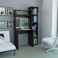Wenge 6-Shelf Writing Desk with Built-in Bookcase