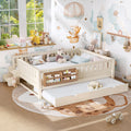 Queen with built-in bookshelves and small staircase, high-quality safety rails, and Trundle,Beige