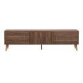 Mid Century TV Stand with 2 Drawers, Media Console Table for TVs up to 80'', Walnut Finish Solid Wood and MDF Entertainment Center for Living Room, Bedroom, Home Theatre