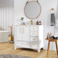 35.6' Modern Bathroom Vanity Sink Combo with Painted Surface, Mid-Century Freestanding Freestanding Bathroom Vanity Sink with Storage, High-end Restroom Vanity Cabinet with Drawers & Metal Handles