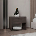 Alpine 18' High One Drawer Nightstand with One Shelf, Side Table, End Table For Bedroom, Living Room Dark Walnut