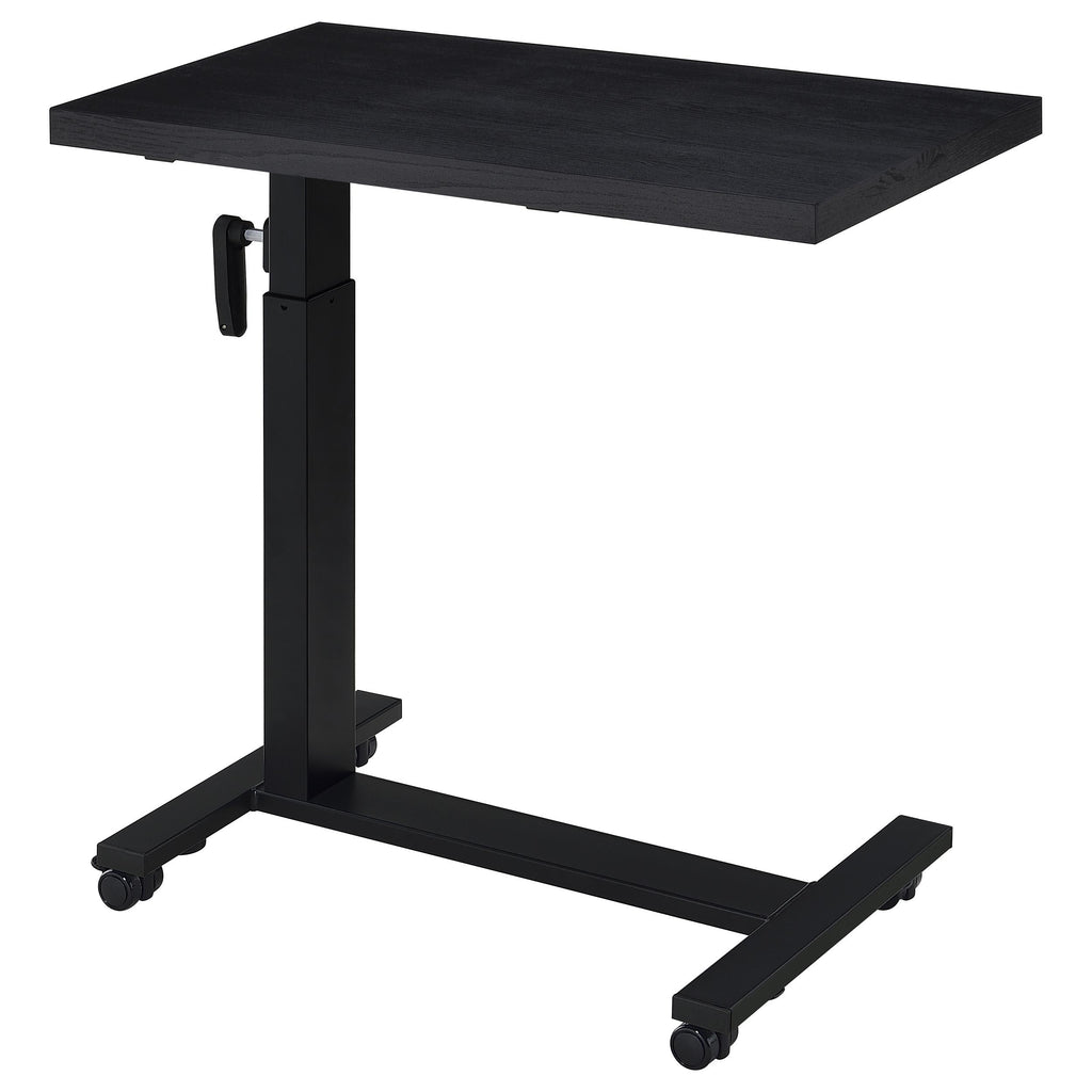 Geary Black Height Adjustable Mobile C-Table with Slim C-Shaped Base, 28-Inch Work Surface, Engineered Wood Top, Black Finish