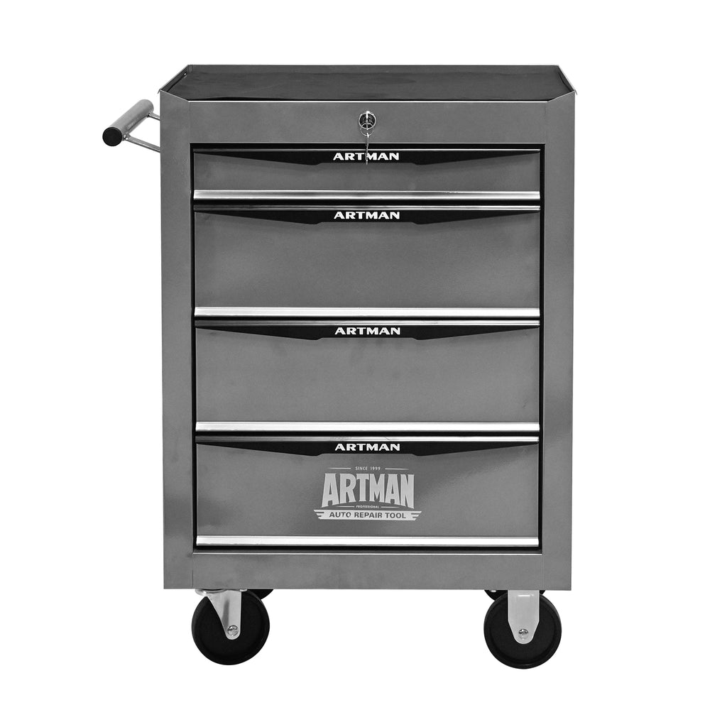 Rolling Metal Tool Chest with 4 Drawers, 20' 4-Drawer Tool Chest Cabinet with Ball Bearing Drawer Slides, Steel Tool Storage Box Organizer -SILVER
