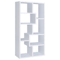 8-Shelf White Geometric Bookcase with Durable MDF and Laminate Construction, 70.75in H x 35in W x 11.75in D