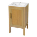 18' Modern Bathroom Cabinet with Ceramic Sink, Adjustable Shelf, Soft-Closing Hinges in Natural Wood Finish