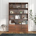 70.87' Tall Bookshelf with 10 Cubes and 3 Doors, 4-Tier Bookshelf, Open Shelf Bookcase with Cabinet, Modern Cube Storage Organizer for Living Room, and Office