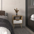 Wenden 21' High Nightstand, One Drawer, One Open Shelf, Natural Oak, White