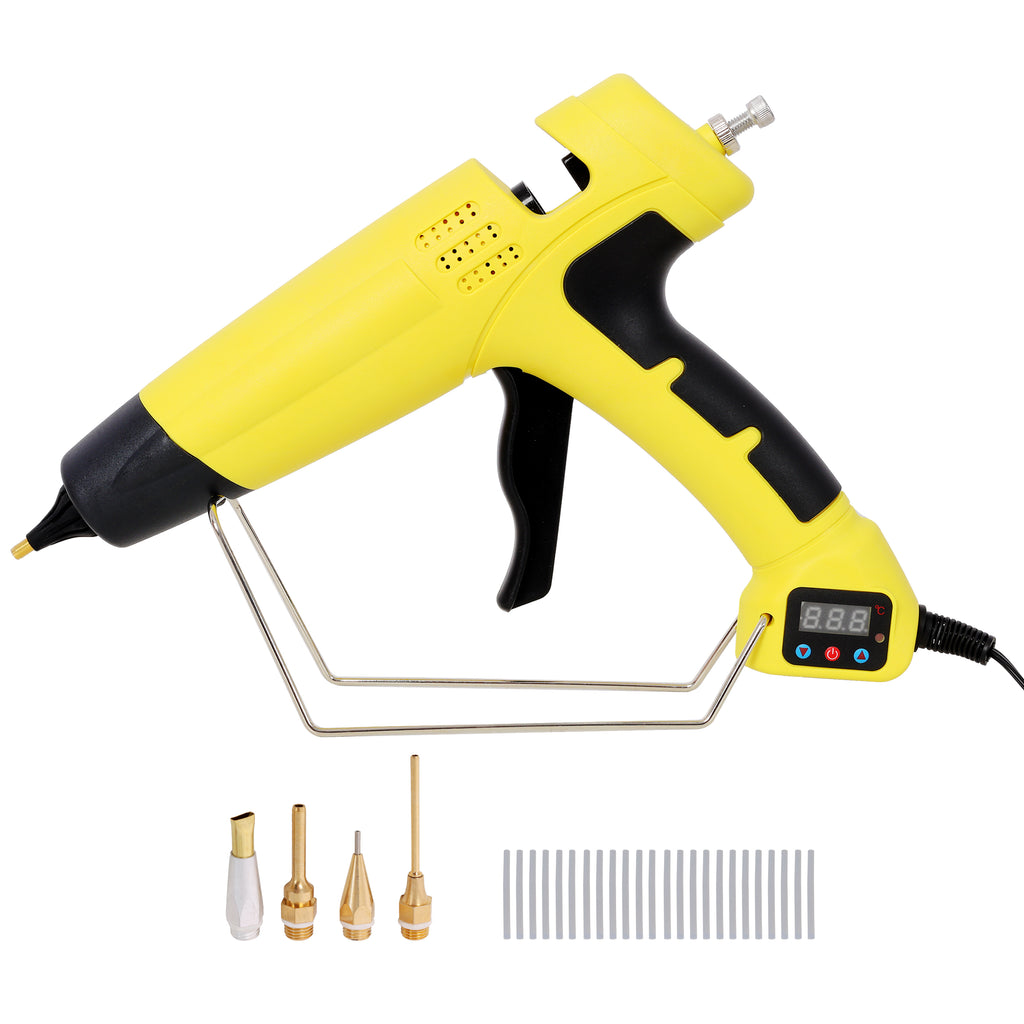 550W Hot Glue Gun With Digital Display , Temperature Adjustable Professional Glue Gun with 4 Replacement Nozzles, DIY Craft Repair Thermo Tool with 24Pcs Highly Viscous Glue Sticks