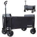 Upgraded 5*2' Wide Wheels, All-in-One Convertible Folding Trolley with Full-Side Opening & Dog Leash, Versatile Seating & Storage, 220Lbs Capacity for Camping, Beach, Shopping, Black