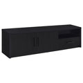Ian Black 2-Door TV Stand Media Console with Storage, Engineered Wood, Black Finish, 70-Inch Wide
