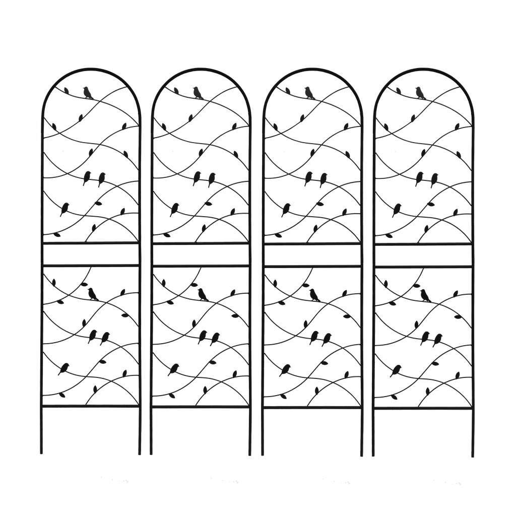 4 Pack Metal Garden Trellis 71' x 19.7' Rustproof Trellis for Climbing Plants Outdoor Flower Support Bird Deco Black Iron