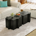 3-Piece Artistic Puzzle Table Set,Modular MGO Side Tables with Interlocking Design (2 Convex & 1 Concave), 200lb Capacity for Indoor & Outdoor,Black Color