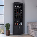 Being Kava Bar Cabinet, Double Door, Two Shelves, Sixteen Built-in Wine Rack -Black