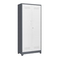 Gray Metal Lockers with Locking Doors, Adjustable Shelves, High Broom Tool Storage Cabinet, 72-Inch Kitchen, Office, Shop Organizer in Grey+White Metal