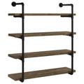 Black and Rustic Oak 40-inch Wall Shelf with Metal Frame, Wood and Metal Construction, Ideal for Living Room or Cabin Decor