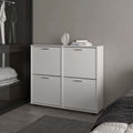 White Tilt-Out Shoe Storage Cabinet with Multiple Compartments and Modern Desig
