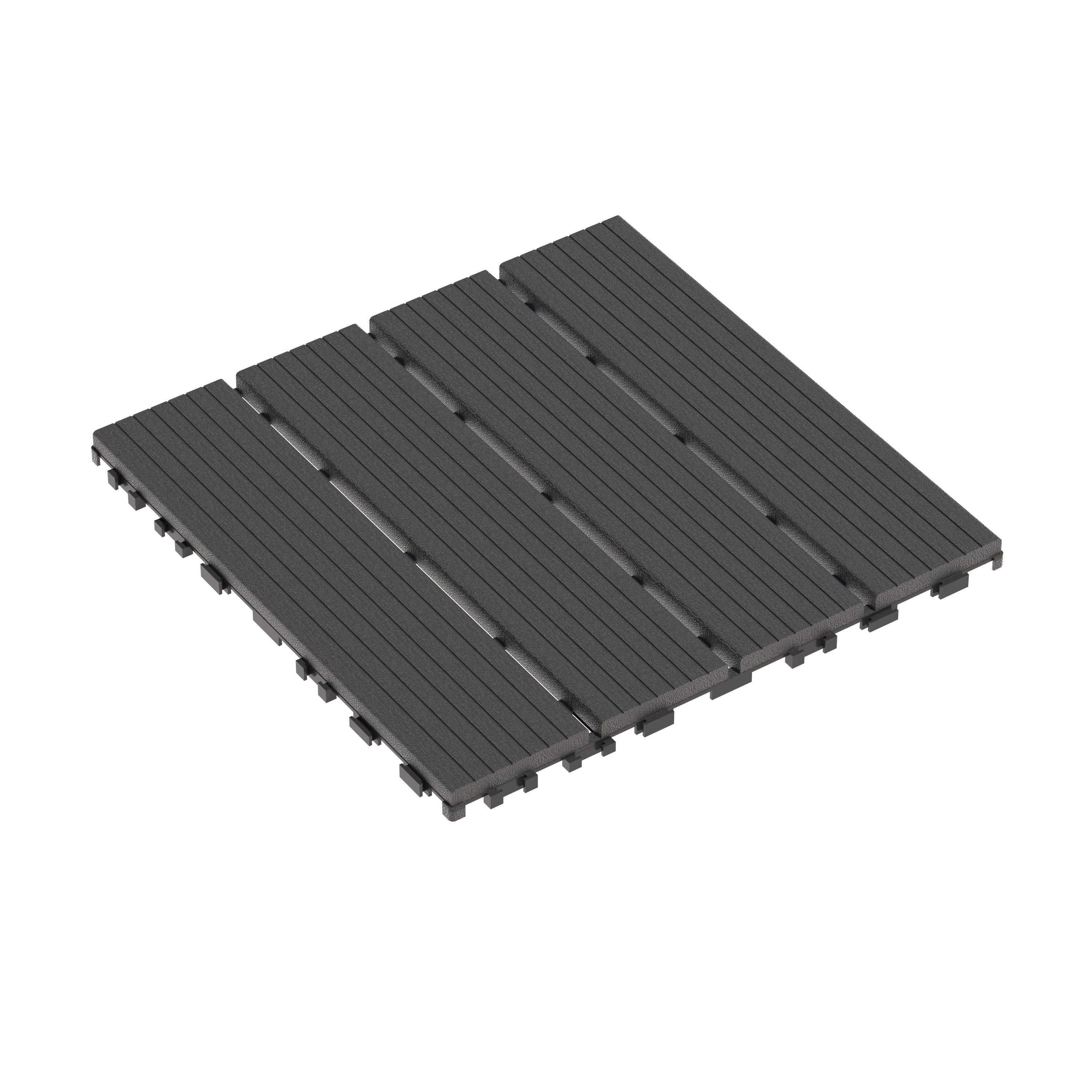 Plastic Interlocking Deck Tiles 44 Pack 12x12 Inch Waterproof Outdoor Patio Tiles Grey Polypropylene