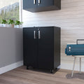 Double Door 27.5' Base Cabinet, With Casters, Two Interior Shelves and lock -Black