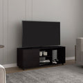 Adel 51' Wide Tv Stand with One Door Cabinet , Four Open Shelves, Cable Management, Living Room, Tv Room Black