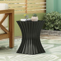 Outdoor Side Table,Wave Design End Table,Decorative Accent Table,Lightweight Concrete Patio Garden Stool Table for Patio Balcony Beach Pool Side,Black Color